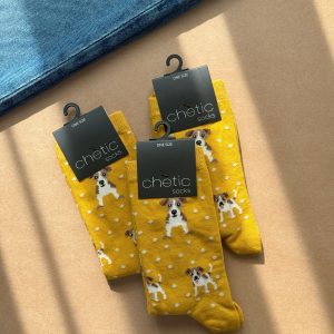 جوراب ساقدار چتیک Chetic طرح سگ زرد