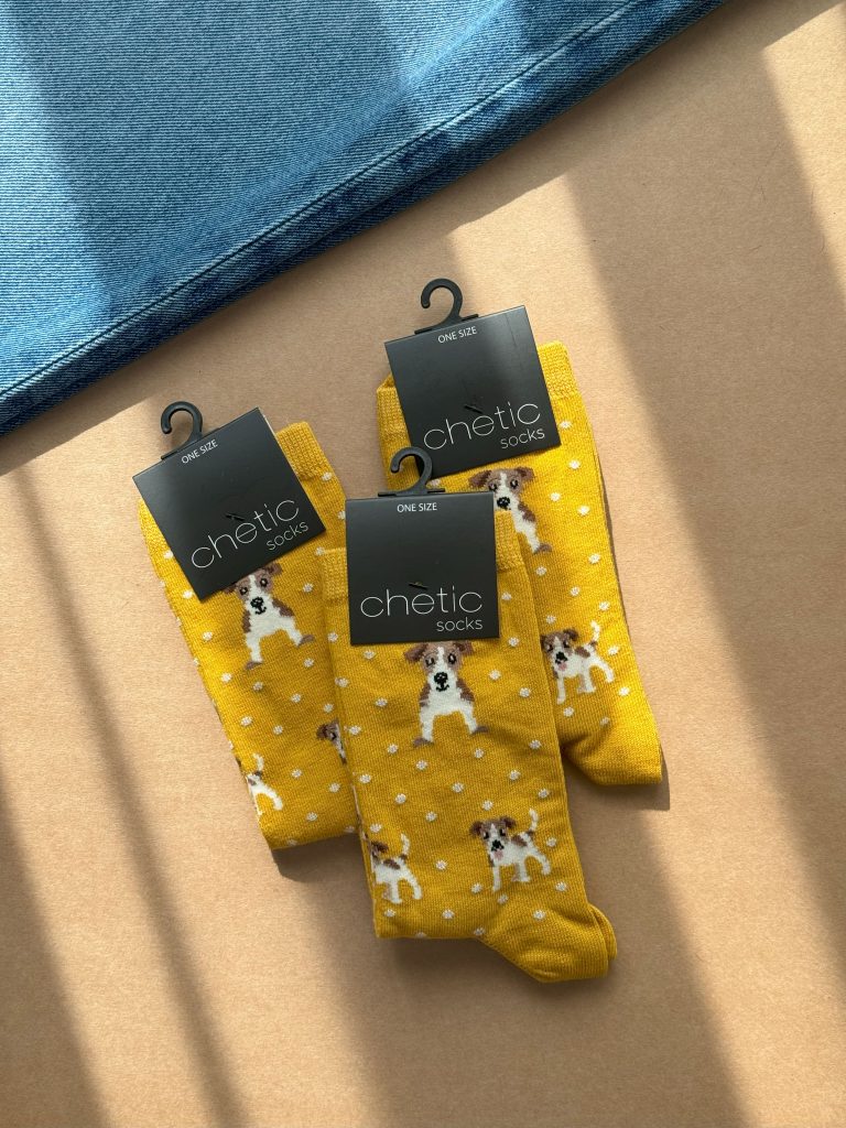 جوراب ساقدار زنانه چتیک Chetic طرح سگ زرد