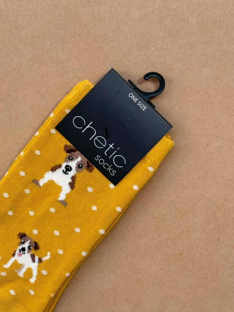 جوراب ساقدار زنانه چتیک Chetic طرح سگ زرد