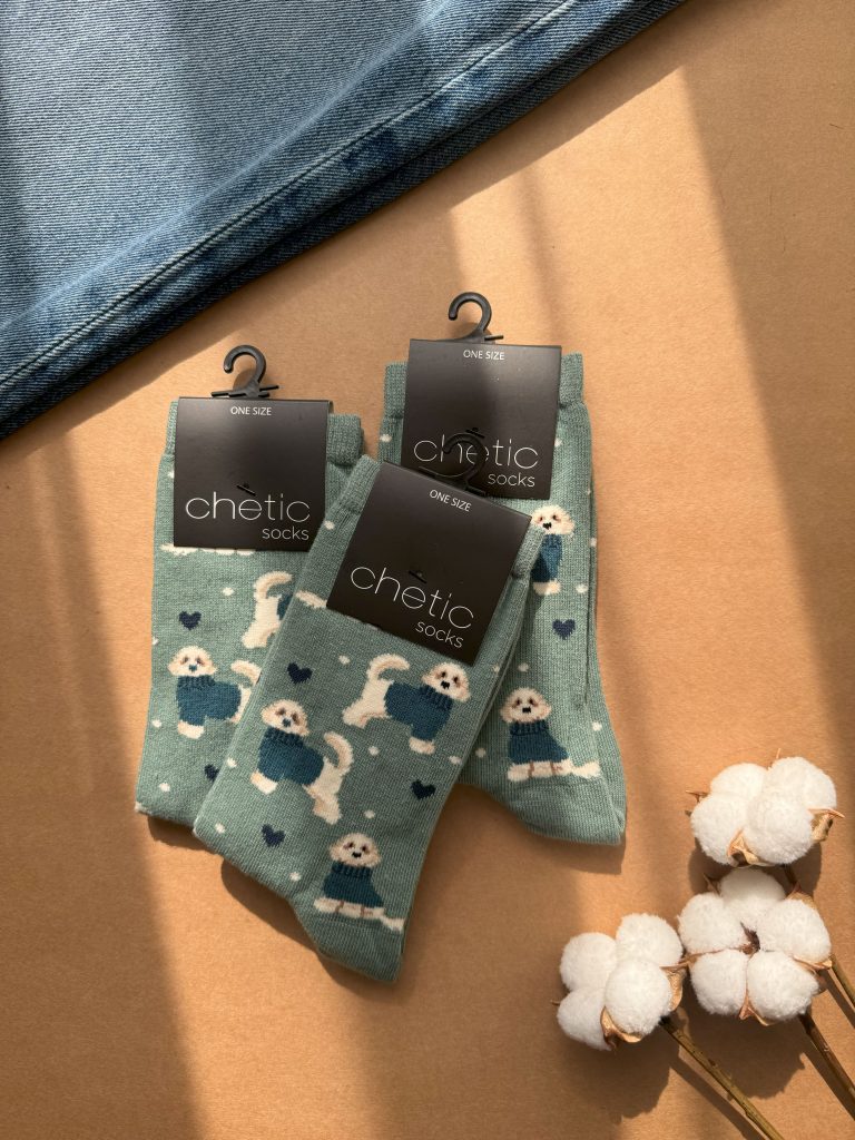 جوراب ساقدار زنانه چتیک Chetic طرح سگ پاکوتاه