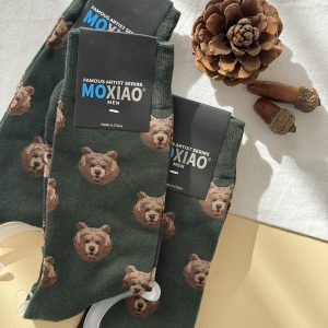 جوراب ساقدار مردانه هنری ماکسیائو moxiao طرح خرس