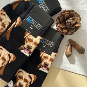 جوراب ساقدار مردانه هنری ماکسیائو moxiao طرح سگ مشکی