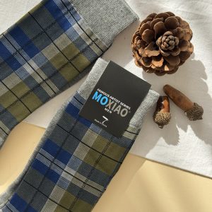 جوراب ساقدار مردانه هنری ماکسیائو moxiao طرح چارخونه سبز