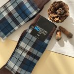 جوراب ساقدار مردانه هنری ماکسیائو moxiao طرح چارخونه قهوه ای