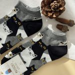 جوراب مچی هنری ماکسیائو moxiao طرح گربه سفید مشکی