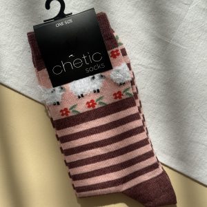 جوراب ساقدار زنانه چتیک Chetic طرح ببعی راه راه زرشکی