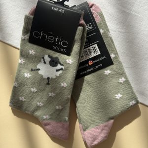 جوراب ساقدار زنانه چتیک Chetic طرح ببعی و گل سبز