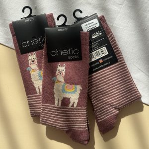 جوراب ساقدار زنانه چتیک Chetic طرح لاما زرشکی راه راه