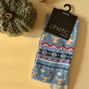 جوراب ساقدار زنانه چتیک Chetic طرح گاومیش زمینه آبی