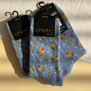 جوراب ساقدار زنانه چتیک Chetic طرح گل بابونه زمینه آبی