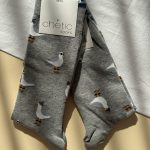 جوراب ساقدار مردانه چتیک Chetic طرح پرنده طوسی