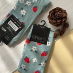 جوراب ساقدار چتیک Chetic زنانه طرح توت فرنگی و گل