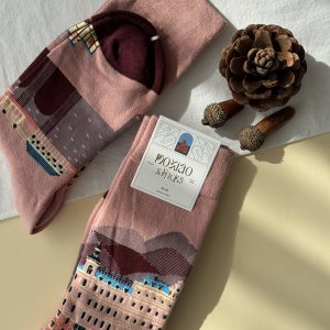 جوراب ساقدار زنانه هنری ماکسیائو moxiao طرح خونه صورتی