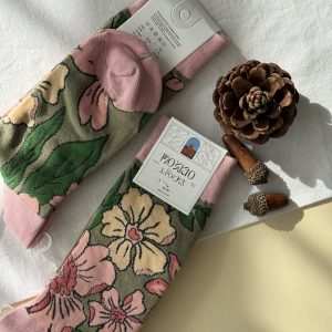 جوراب ساقدار زنانه ماکسیو Moxiao طرح گل صورتی