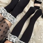 جوراب ساقدار لب توری بدون پاشنه