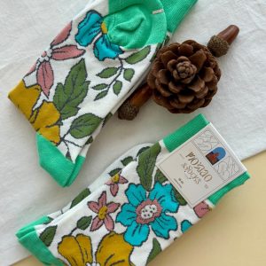 جوراب ساقدار زنانه ماکسیو Moxiao طرح گل سبز