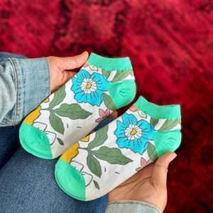 جوراب مچی هنری ماکسیائو moxiao طرح گل سبز