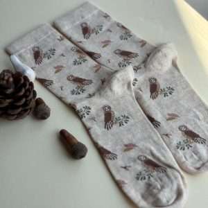 جوراب ساقدار زنانه چتیک Chetic طرح جغد زمینه کرم