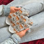 جوراب مچی هنری ماکسیائو moxiao طرح بچه آهو زمینه طوسی