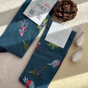 جوراب ساقدار مردانه چتیک Chetic طرح دایناسور رنگی
