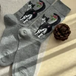 جوراب ساقدار زنانه ماکسیو Moxiao طرح گربه بی ادب