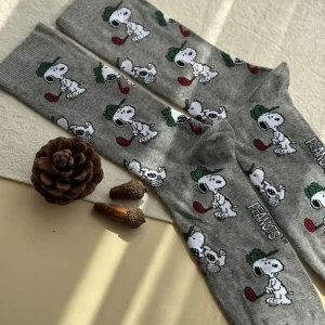 جوراب ساقدار مردانه چتیک Chetic طرح اسنوپی خاکستری