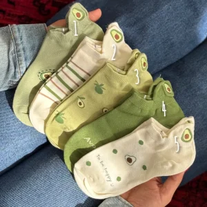 جوراب مچی سه پاشنه با گلدوزی آووکادو