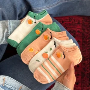 جوراب مچی با گلدوزی پرتقال